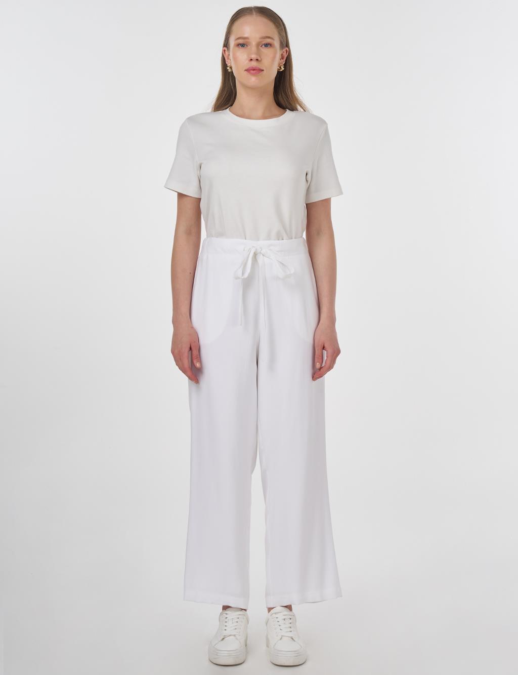 Relaxed Fit Rayon Pants Optic White 