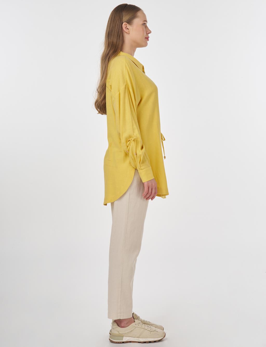 Drawstring Linen Tunic Yellow