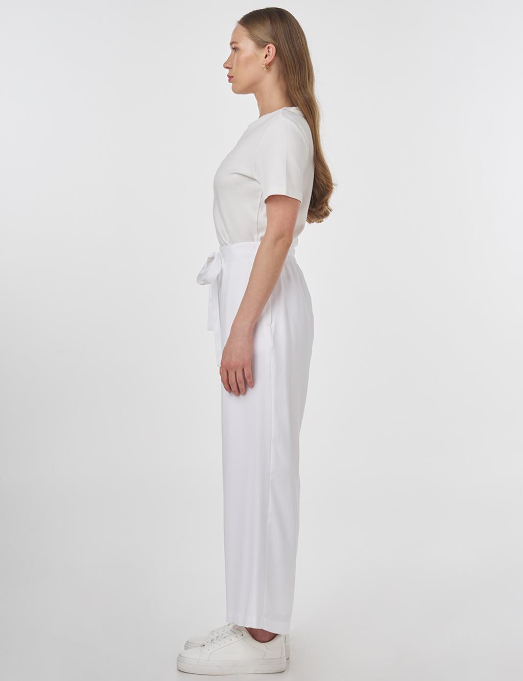 Relaxed Fit Rayon Pants Optic White 
