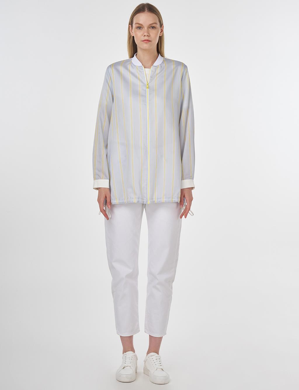 College Collar Lyocell Tunic Blue