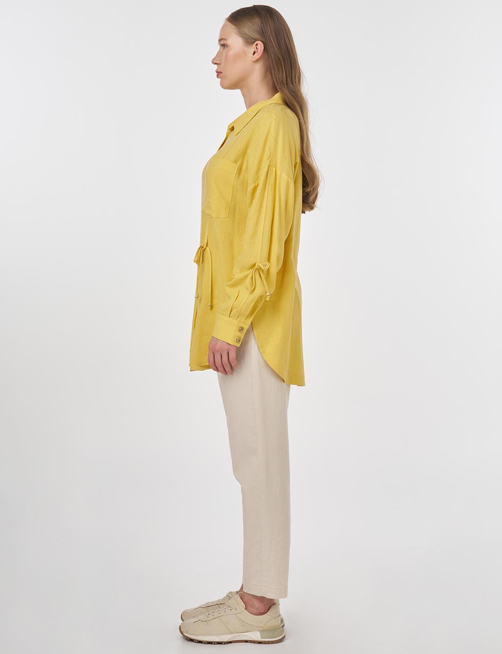 Drawstring Linen Tunic Yellow