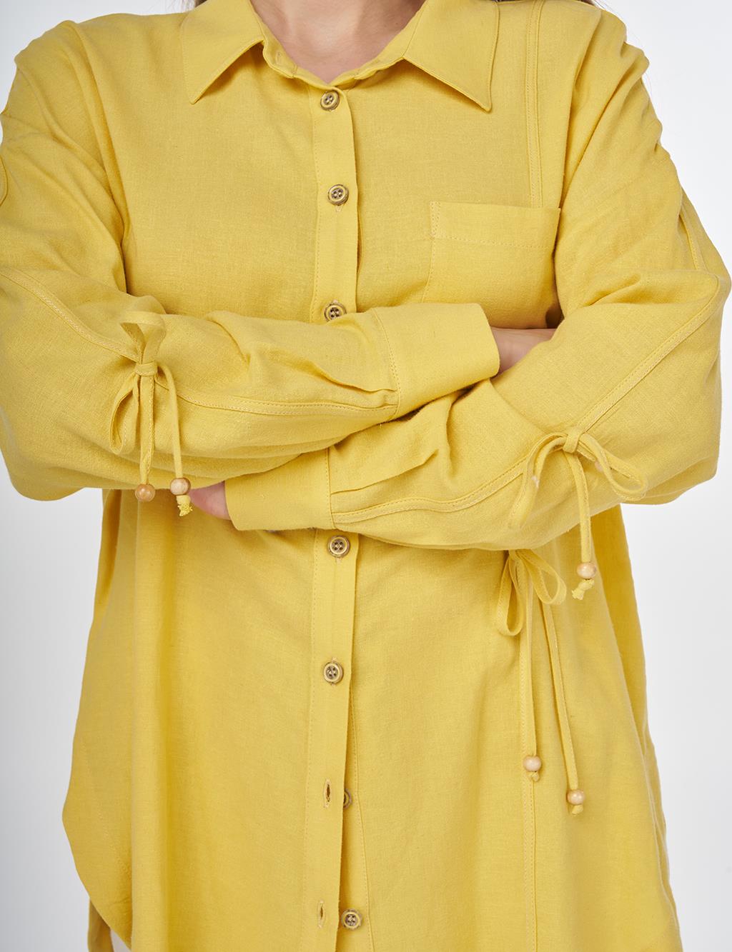 Drawstring Linen Tunic Yellow