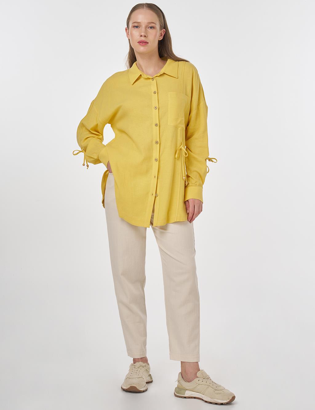 Drawstring Linen Tunic Yellow