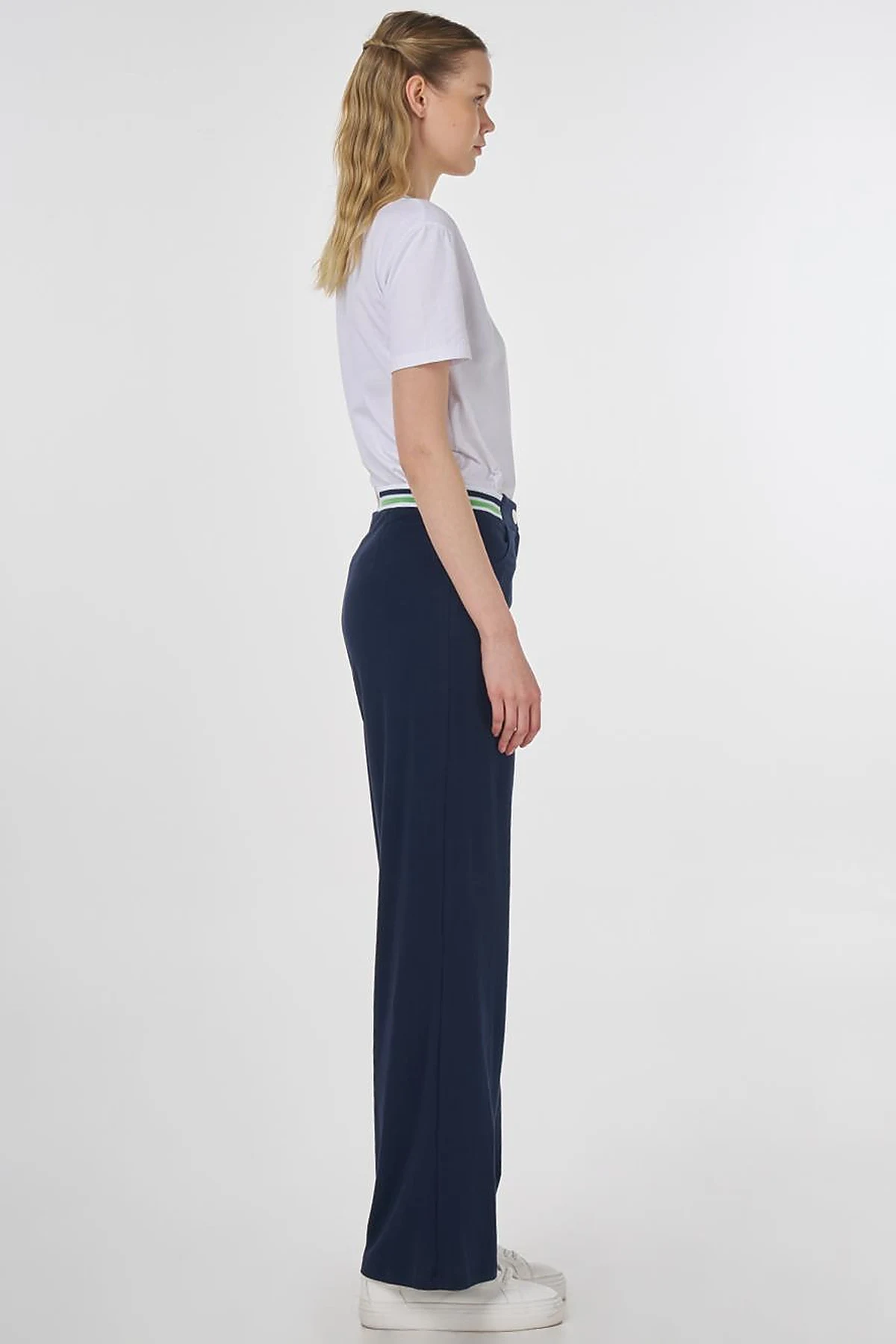 Ribbed Wide Leg Pants Dark Navy