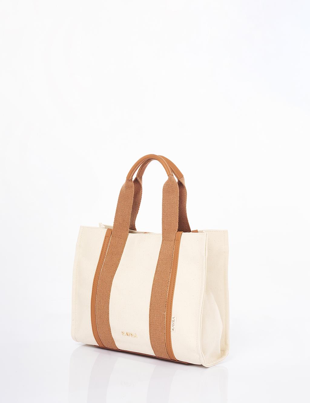 Large Canvas Bag Beige-Camel