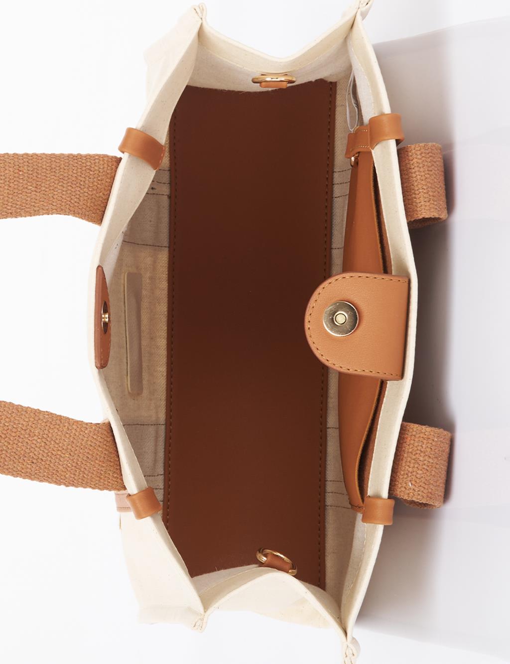Large Canvas Bag Beige-Camel