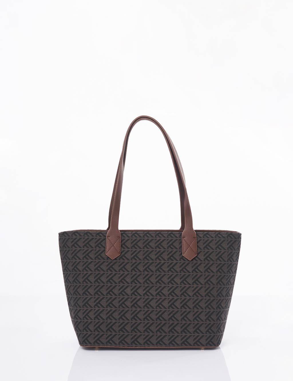 Monogram Pattern Shopper Bag Mink