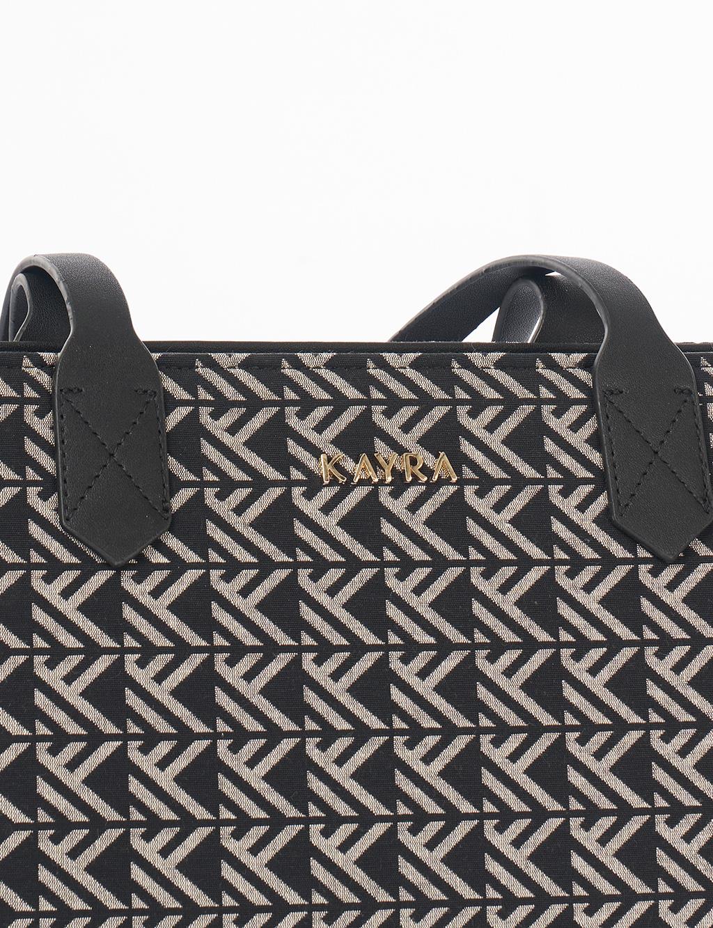 Monogram Pattern Shopper Bag Black