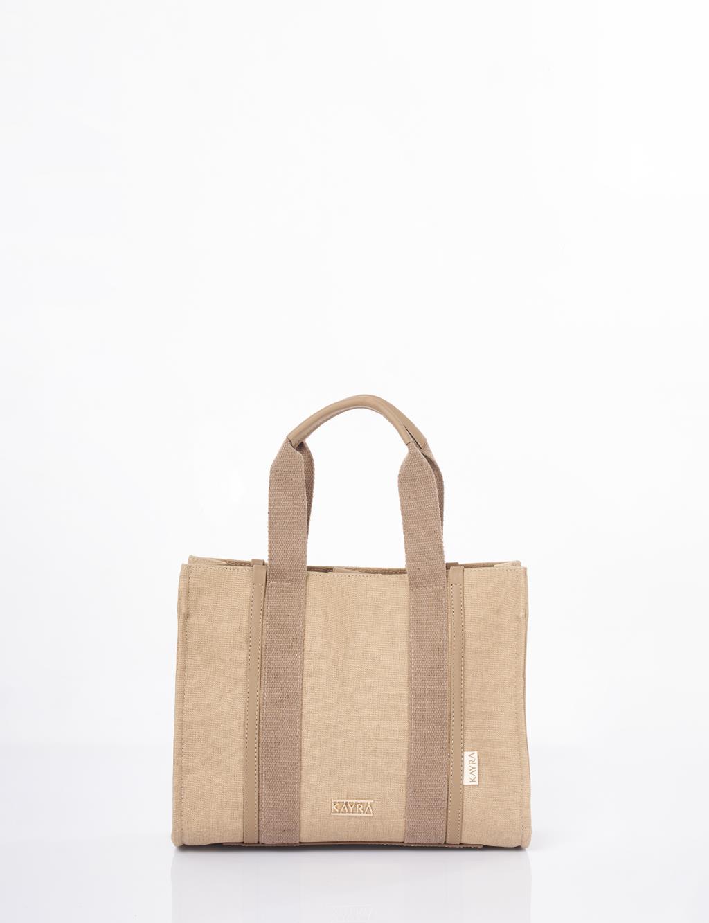 Large Canvas Bag Beige-Mink