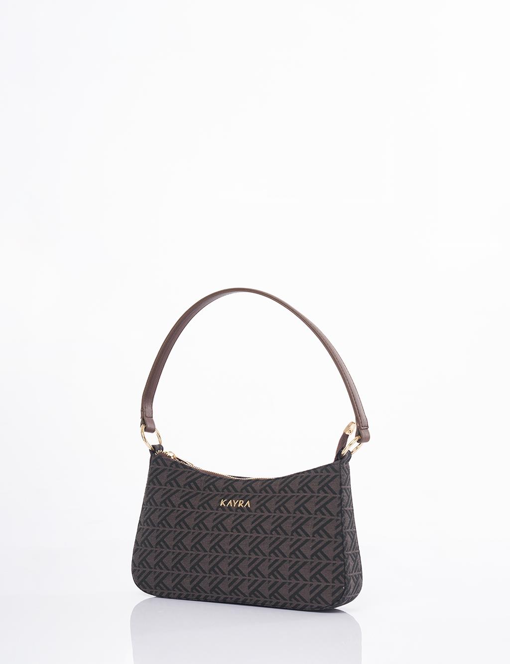 Monogram Pattern Hobo Bag Mink