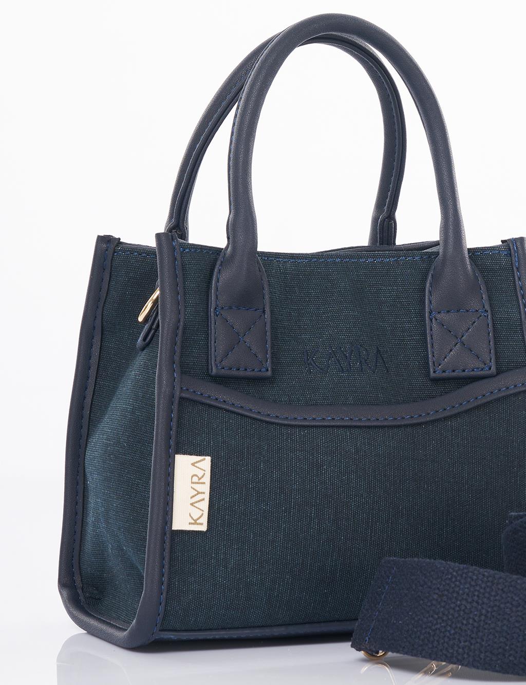 Canvas Bag with Logo Navy Blue