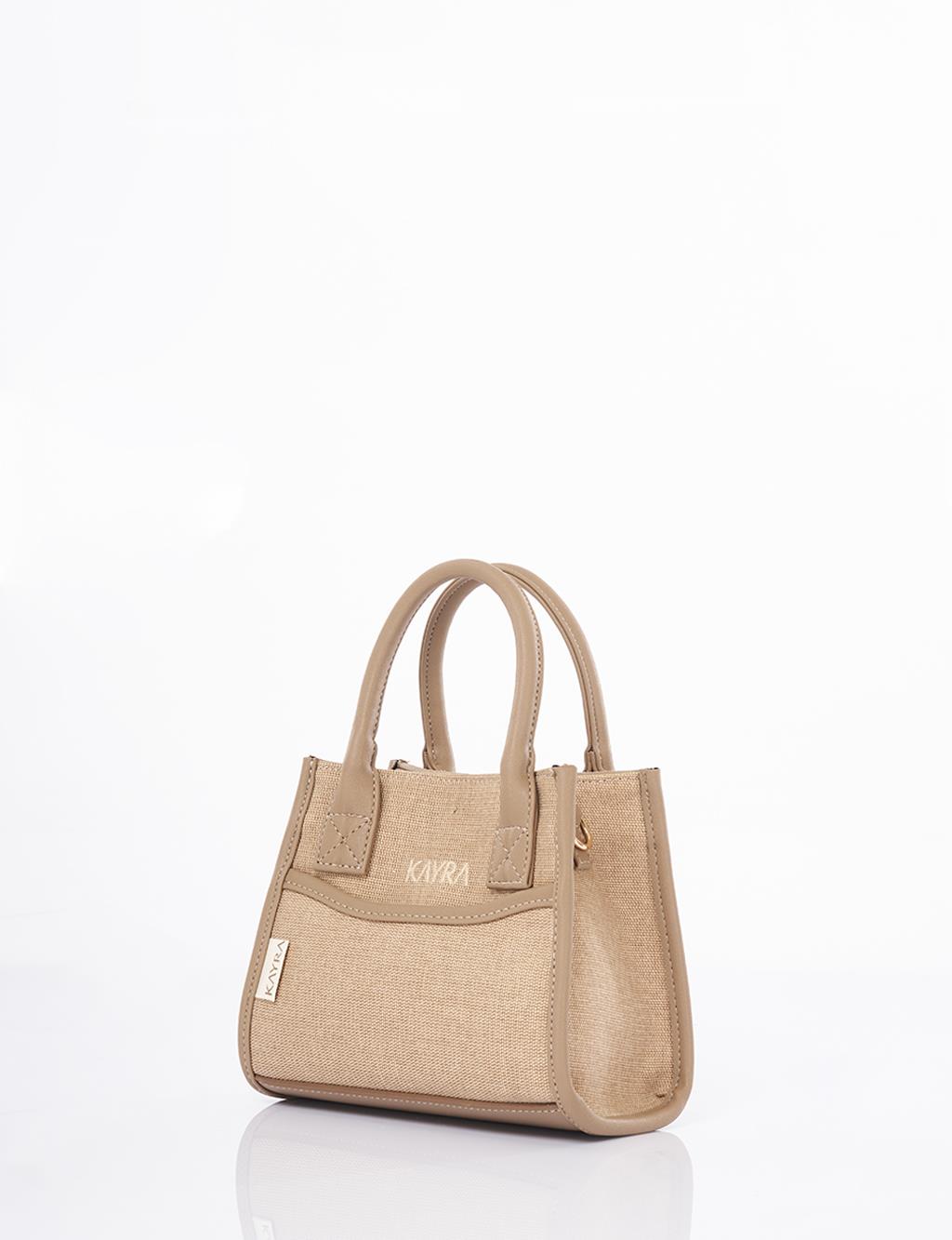 Canvas Bag with Logo Beige-Mink