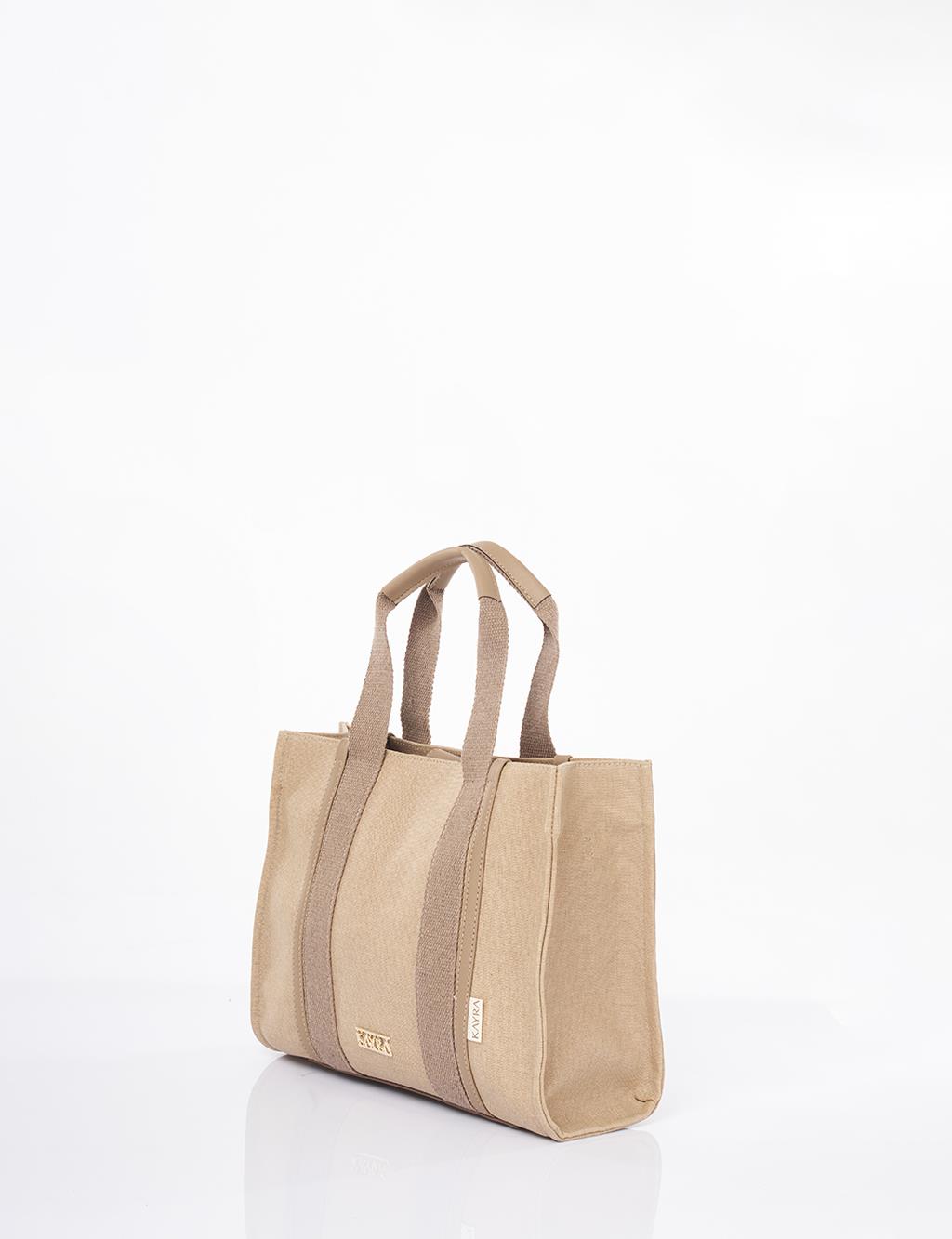 Large Canvas Bag Beige-Mink