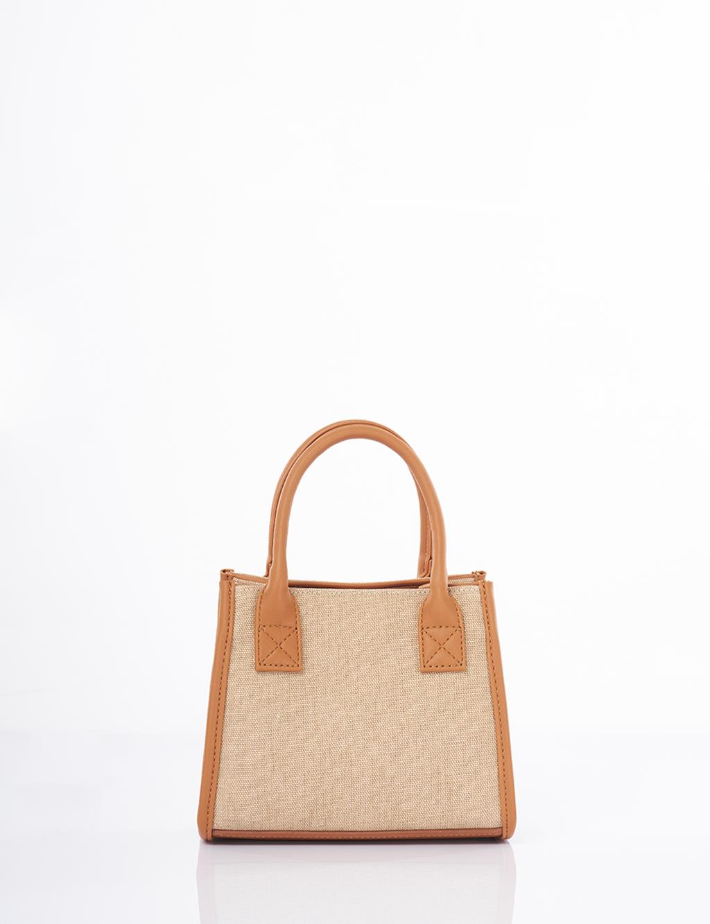 Canvas Bag with Logo Beige-Camel