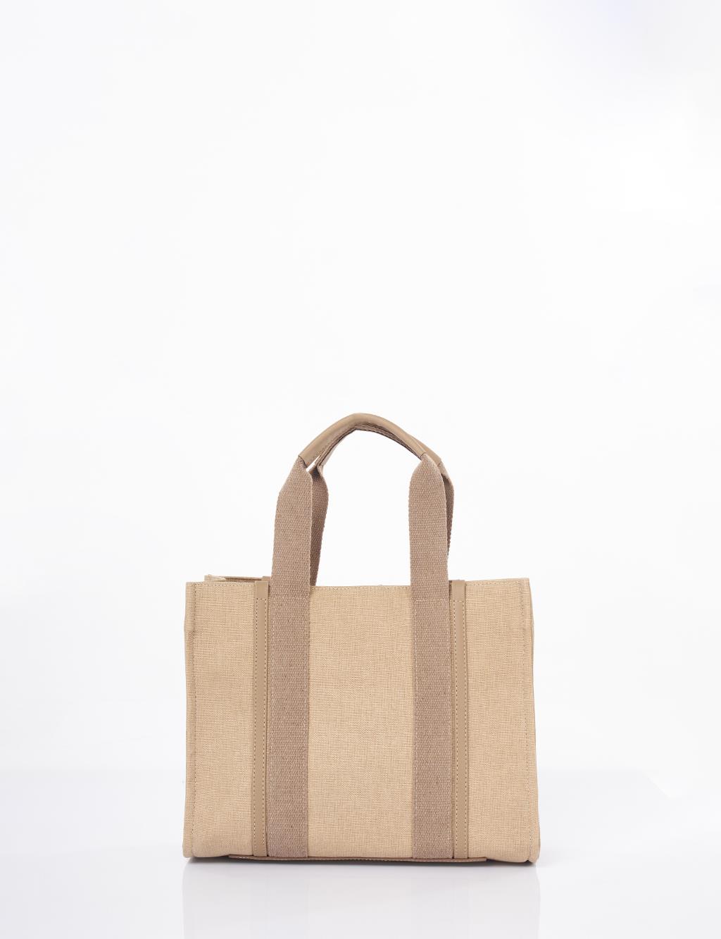 Large Canvas Bag Beige-Mink