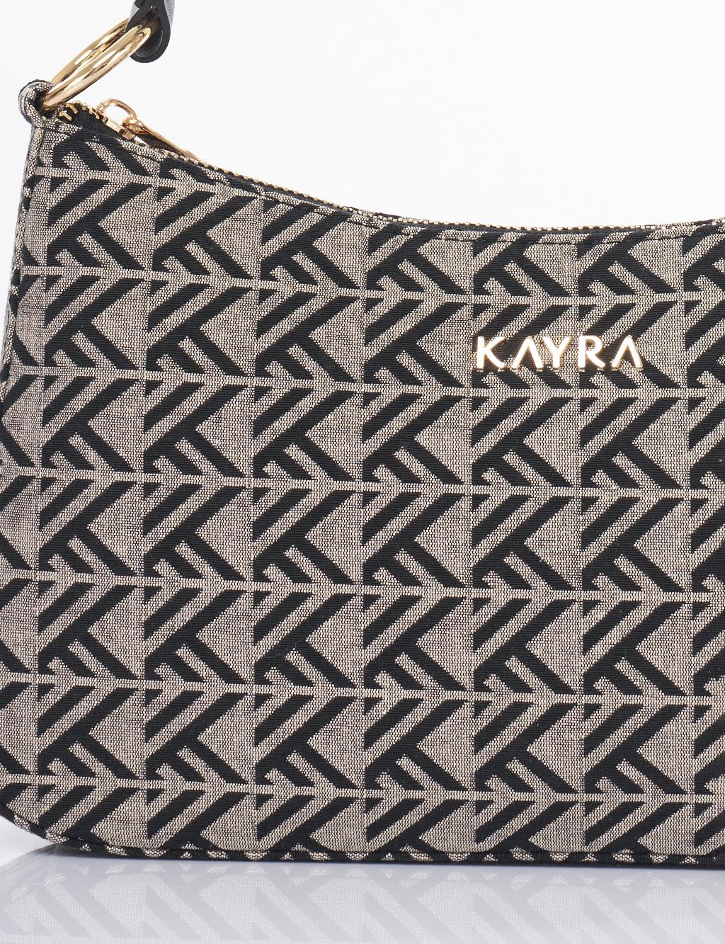 Monogram Pattern Hobo Bag Gray