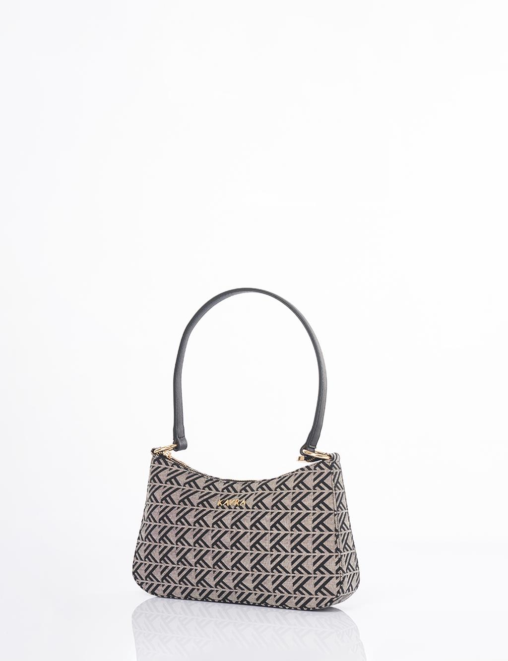 Monogram Pattern Hobo Bag Gray