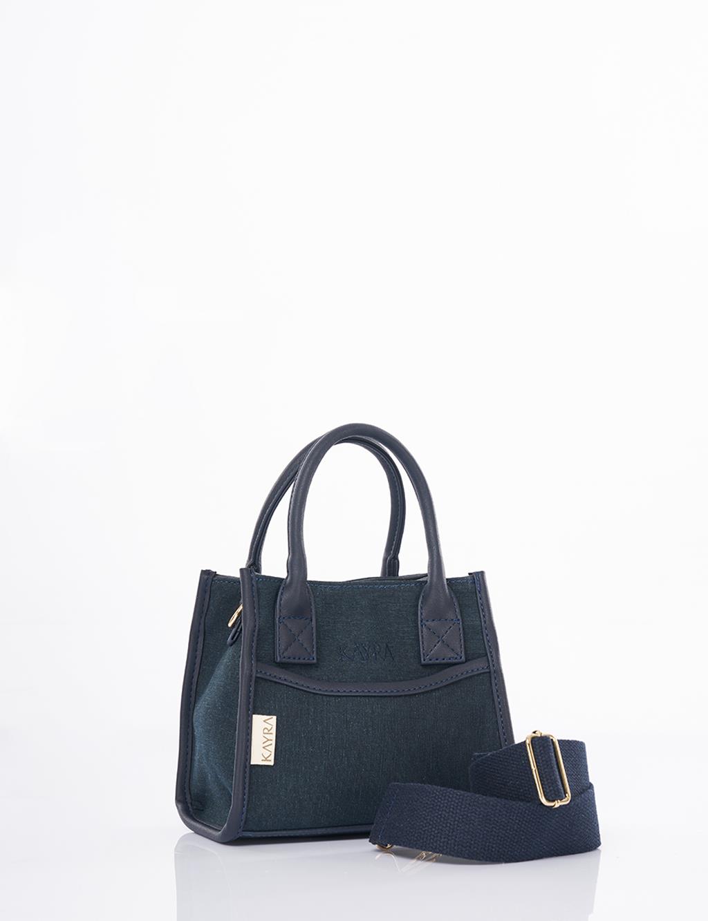 Canvas Bag with Logo Navy Blue