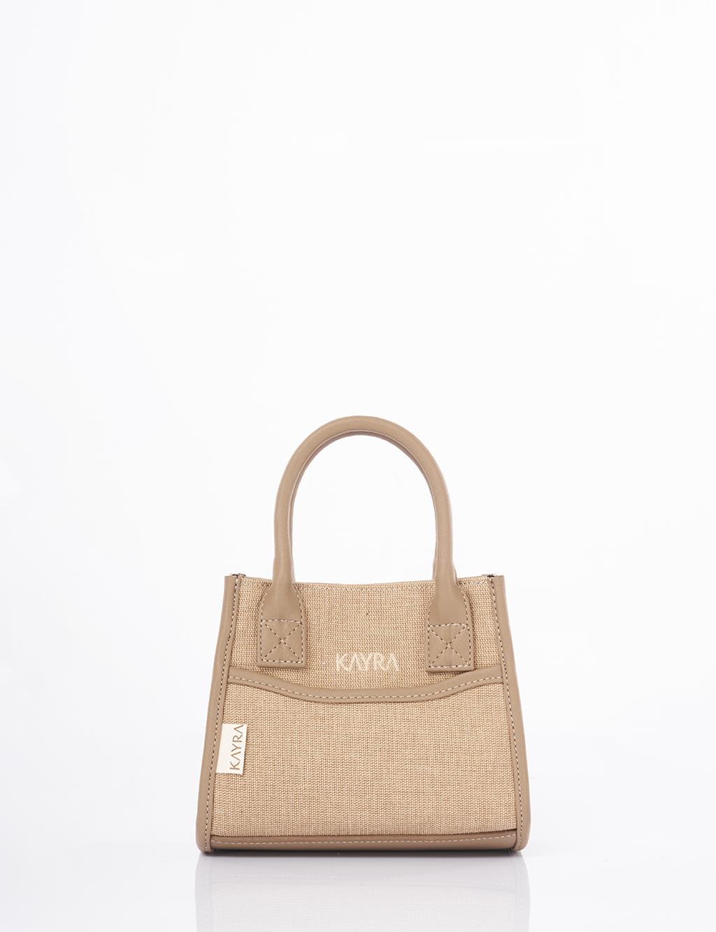 Canvas Bag with Logo Beige-Mink