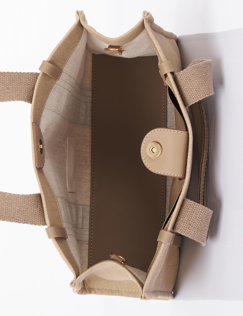 Large Canvas Bag Beige-Mink