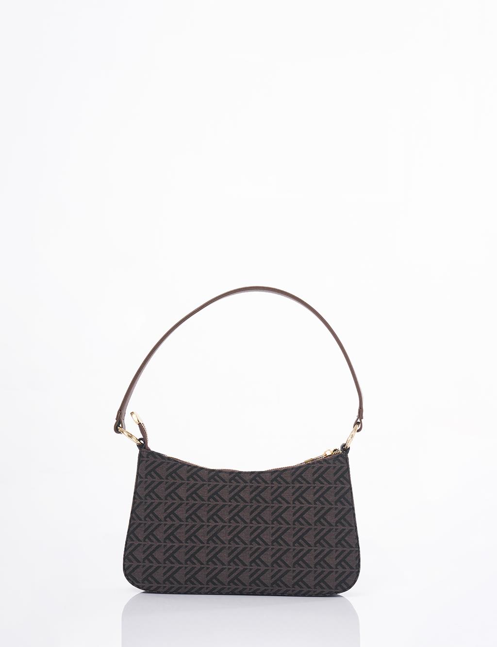 Monogram Pattern Hobo Bag Mink