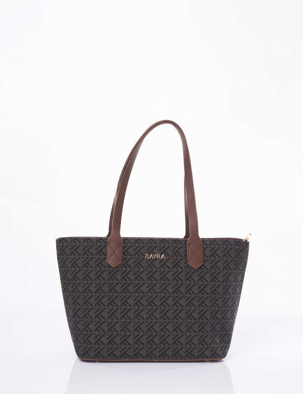 Monogram Pattern Shopper Bag Mink