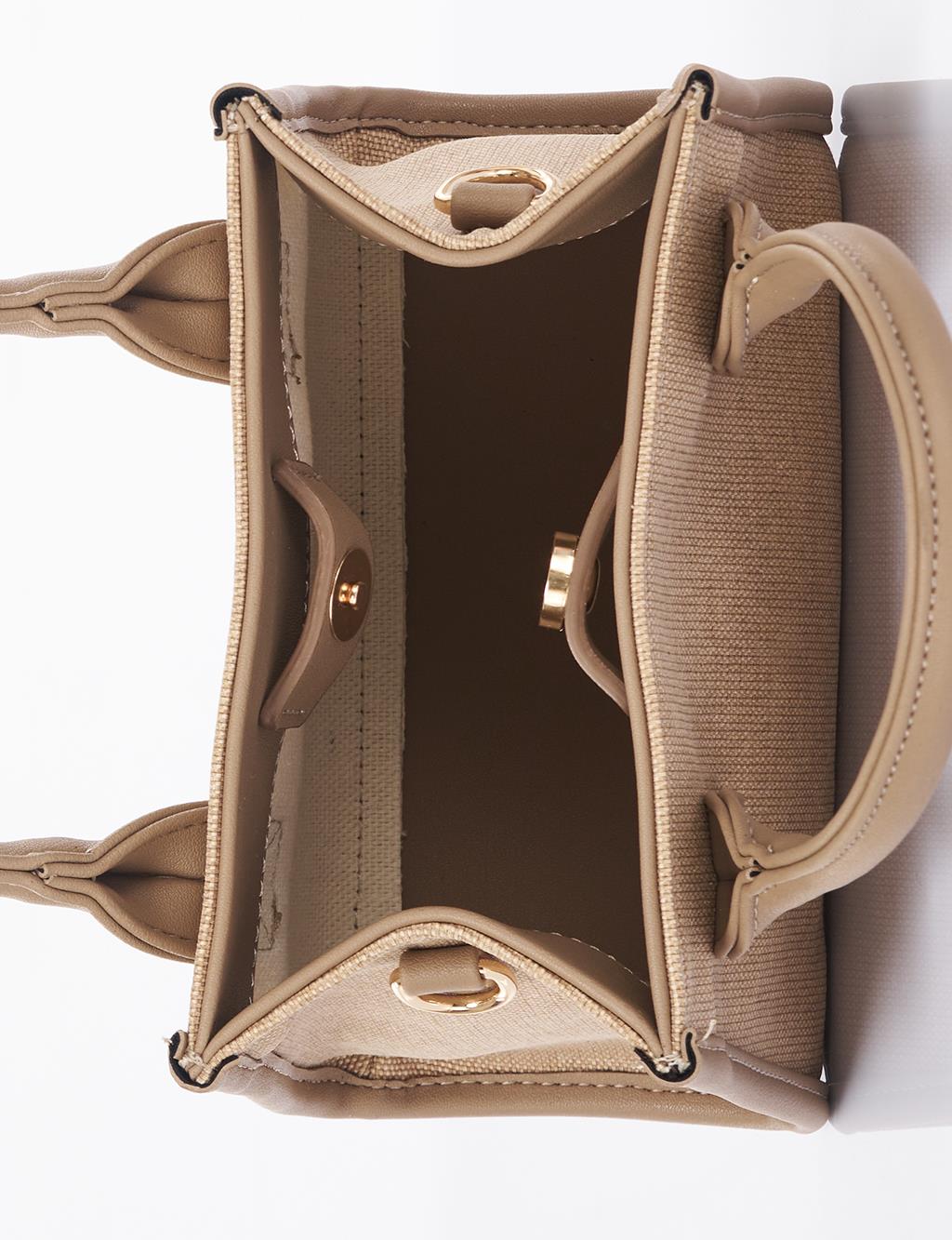 Canvas Bag with Logo Beige-Mink