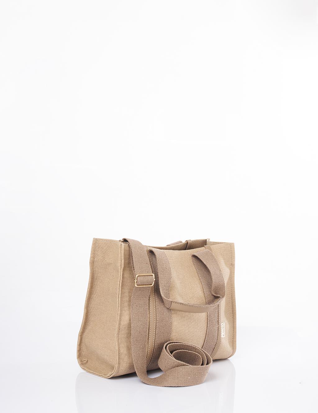 Large Canvas Bag Beige-Mink