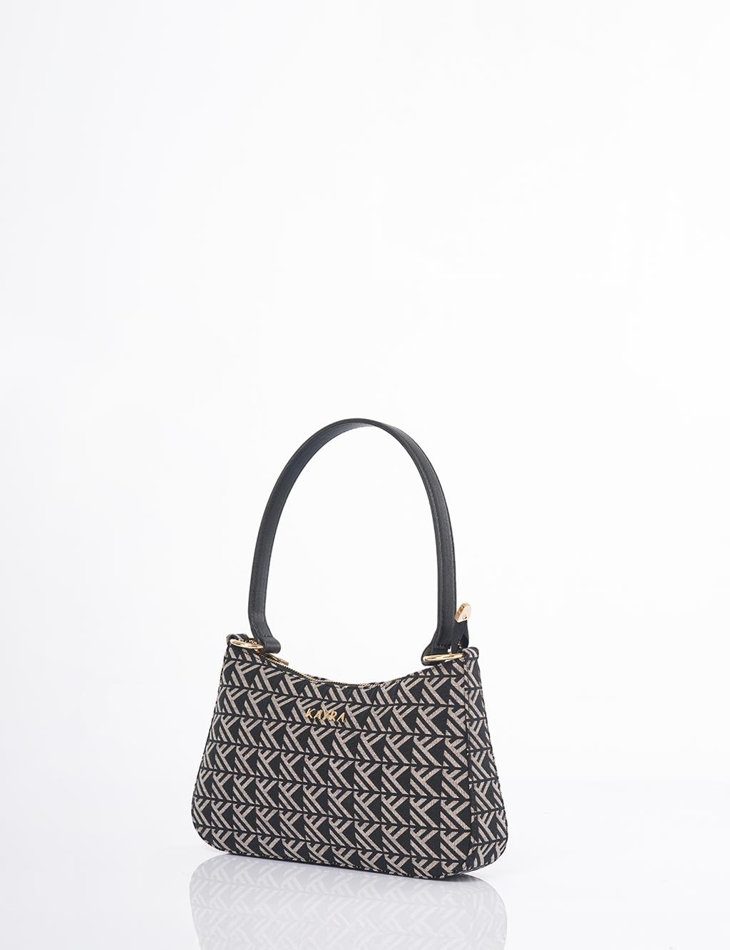 Monogram Desen Hobo Çanta Siyah 