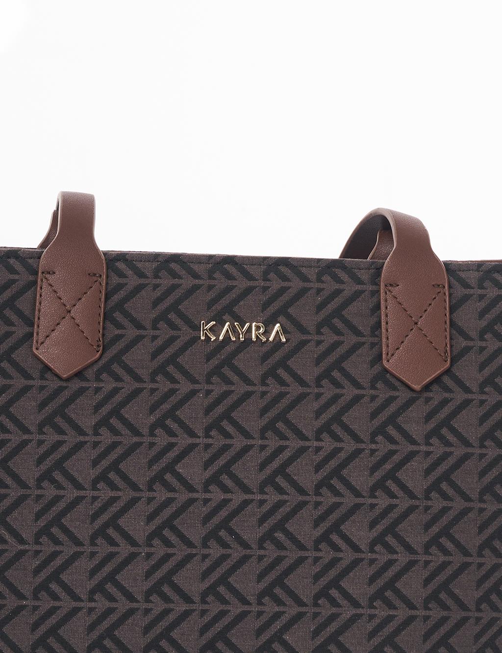 Monogram Pattern Shopper Bag Mink