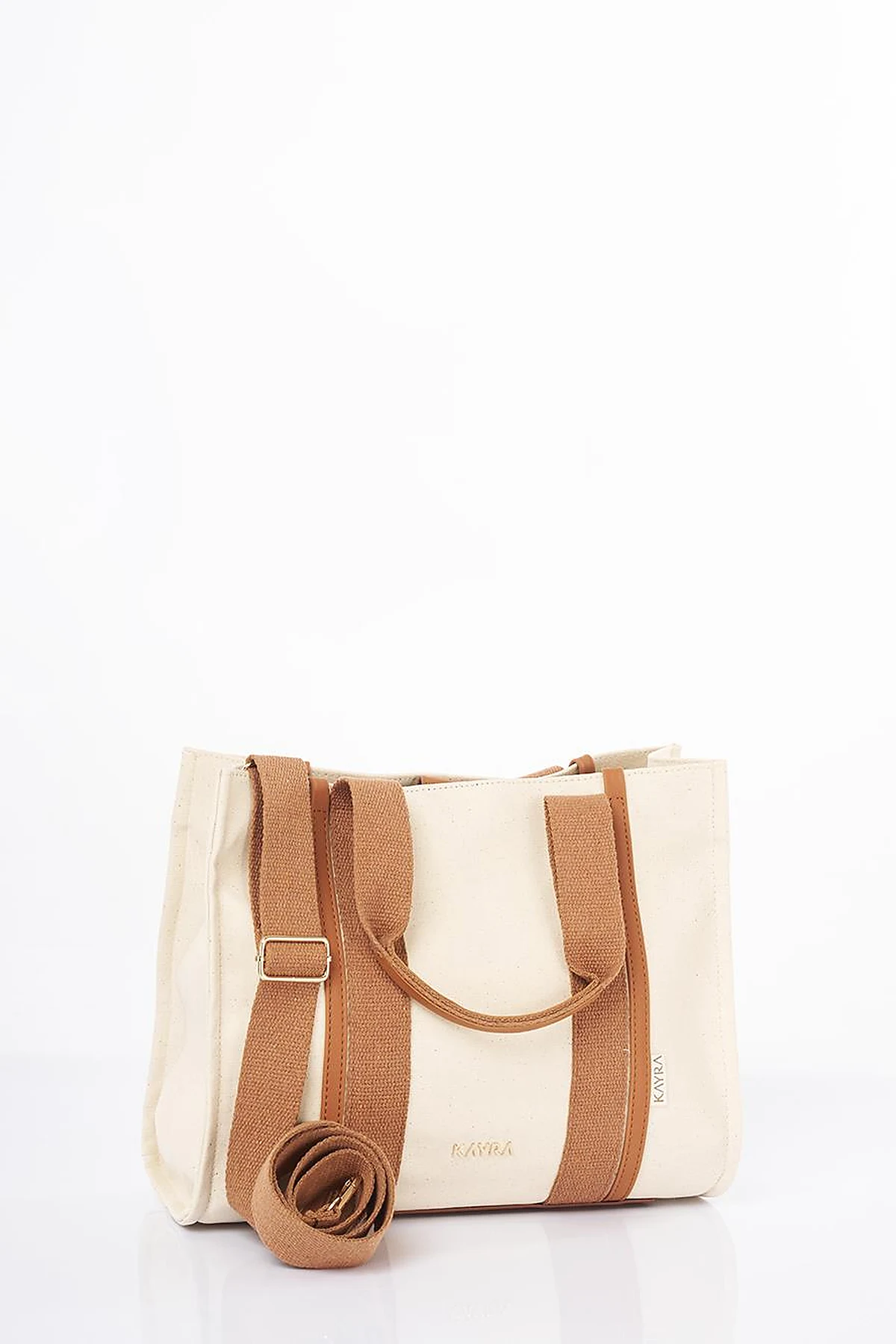 Large Canvas Bag Beige-Camel