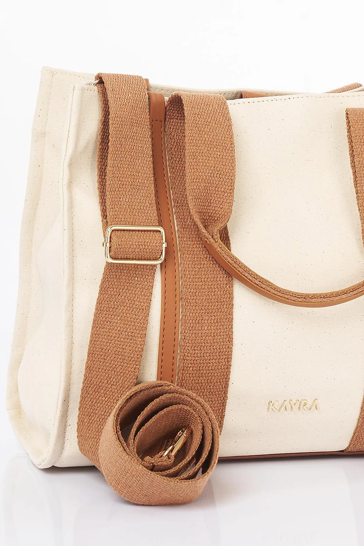 Large Canvas Bag Beige-Camel