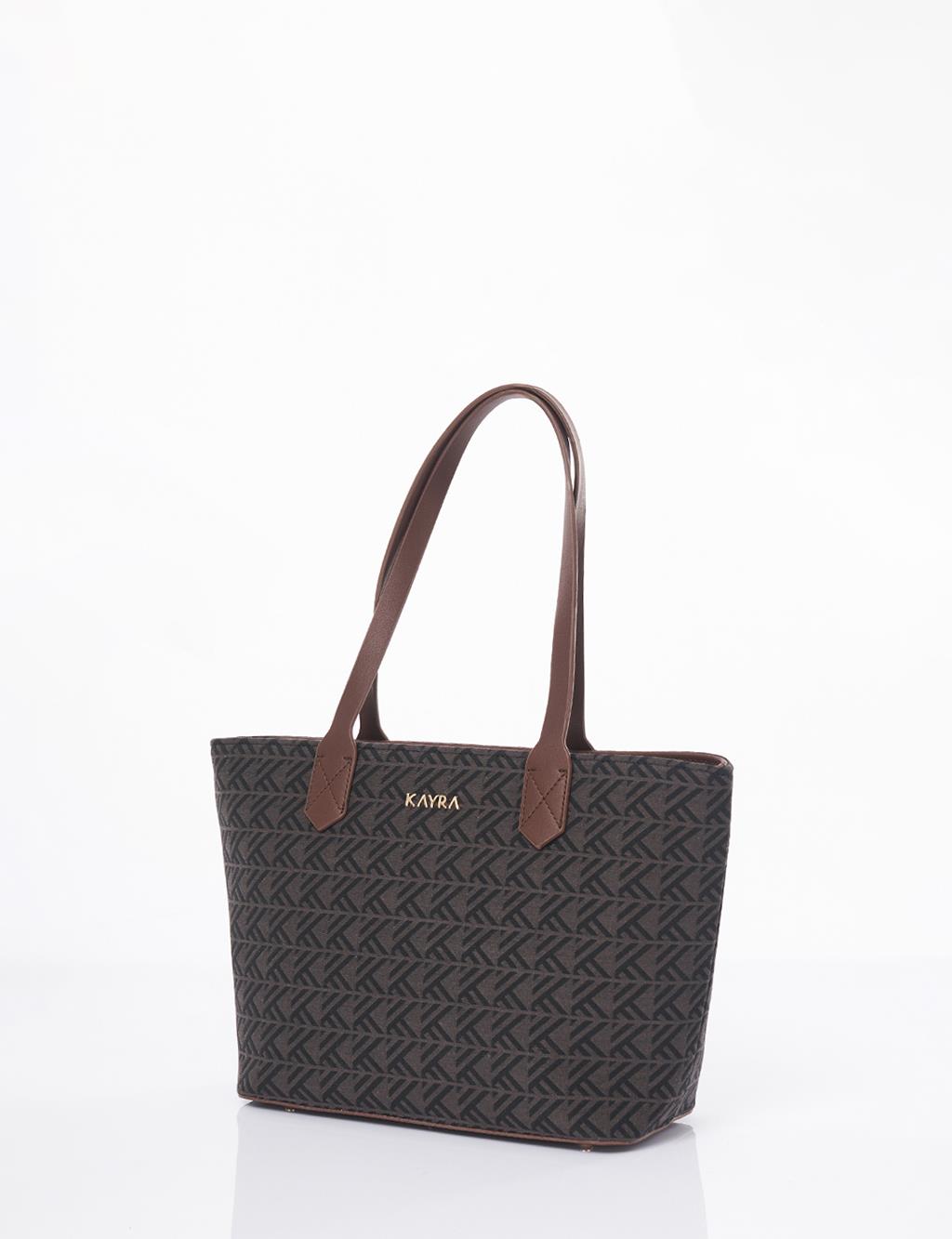 Monogram Pattern Shopper Bag Mink