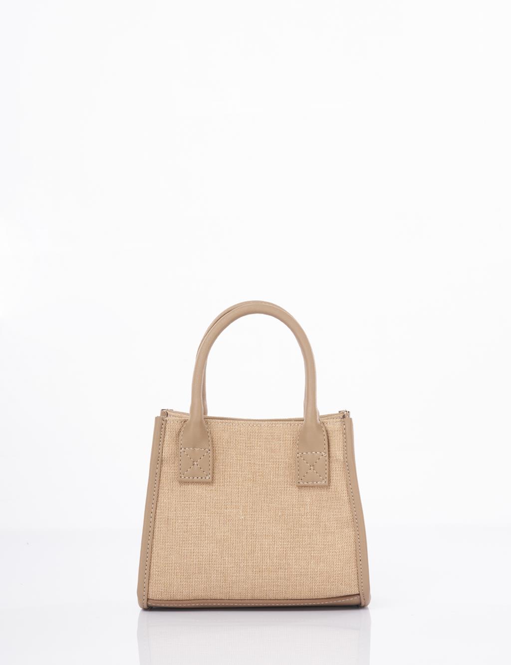 Canvas Bag with Logo Beige-Mink