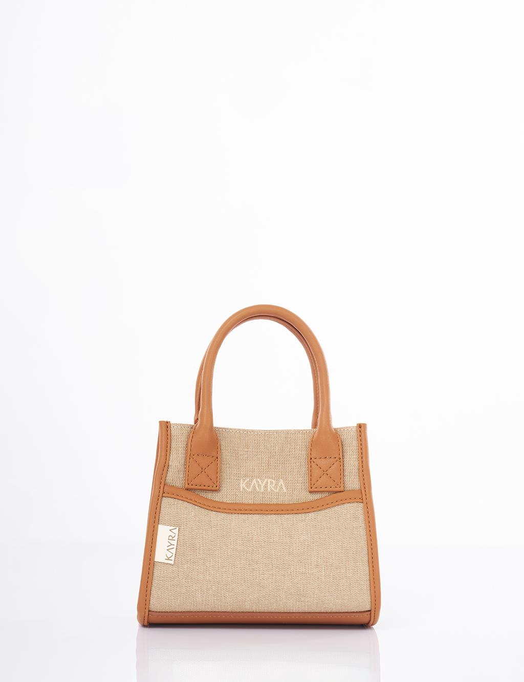 Canvas Bag with Logo Beige-Camel
