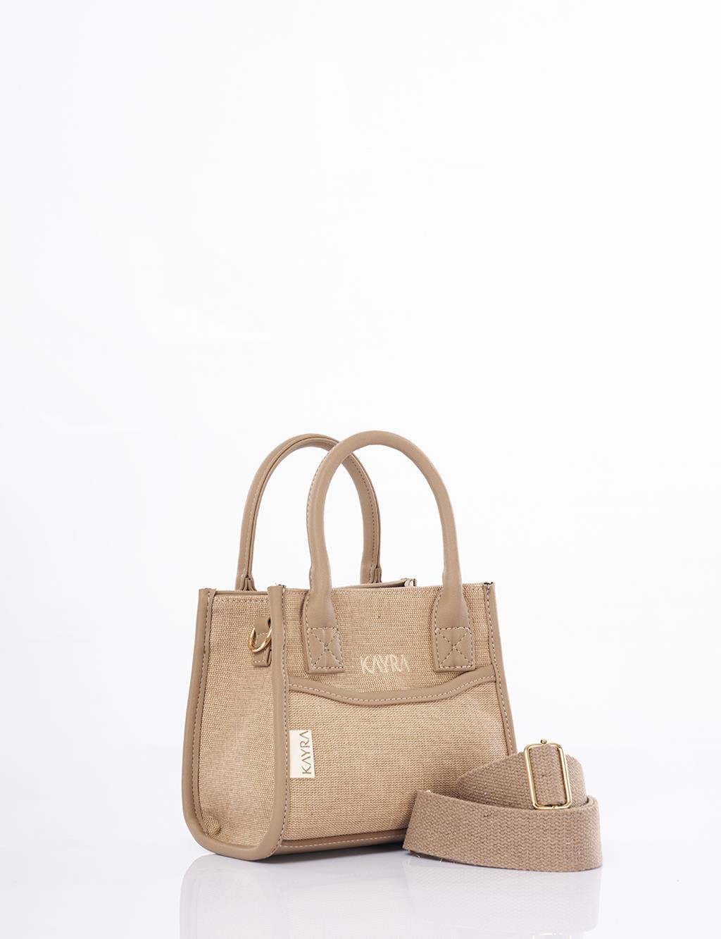 Canvas Bag with Logo Beige-Mink