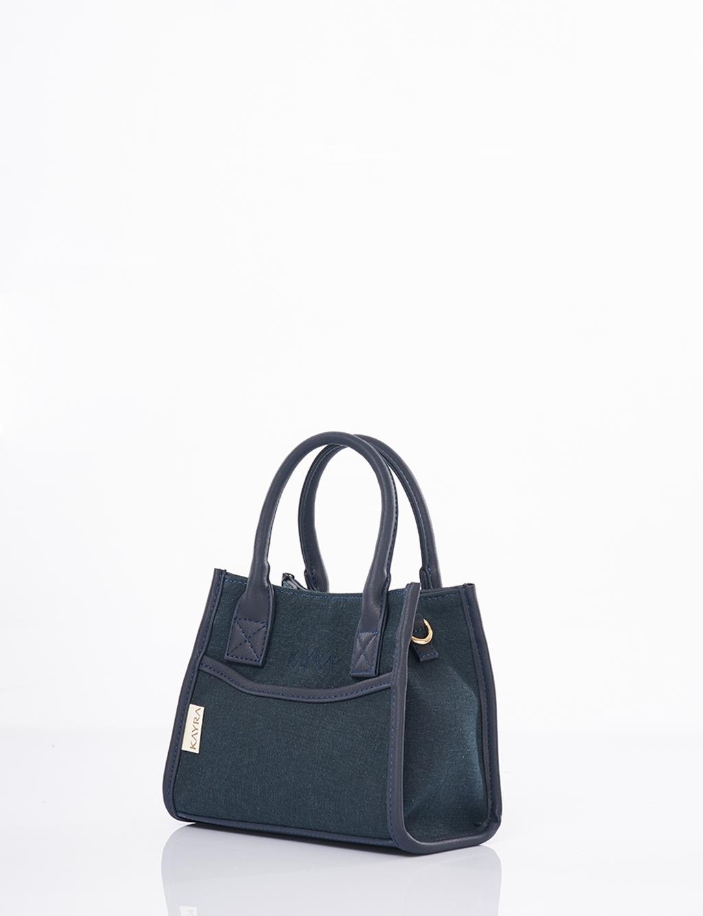Canvas Bag with Logo Navy Blue