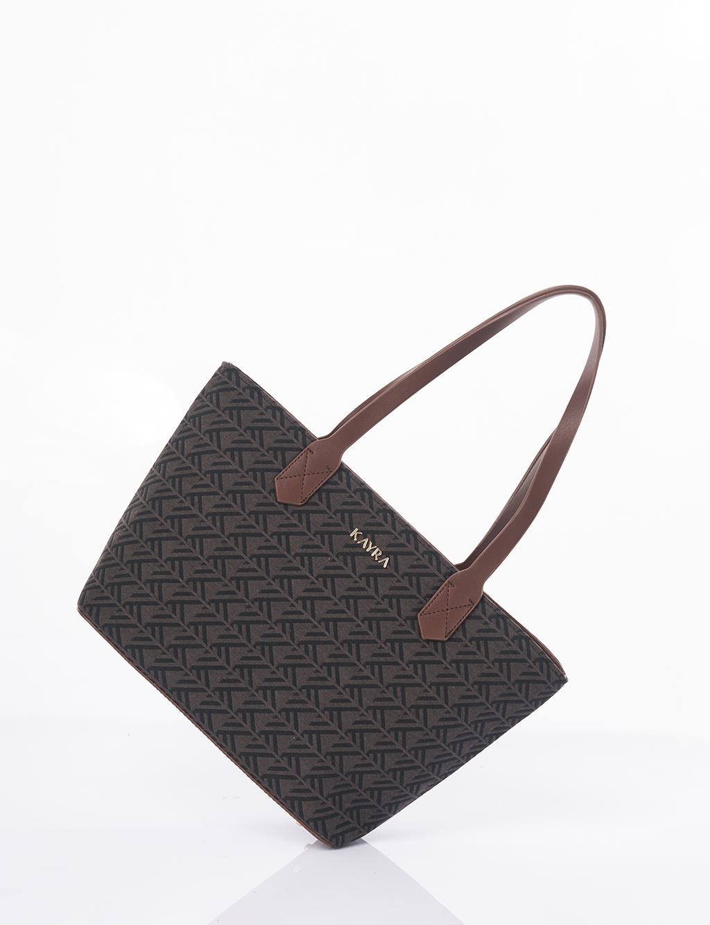 Monogram Pattern Shopper Bag Mink