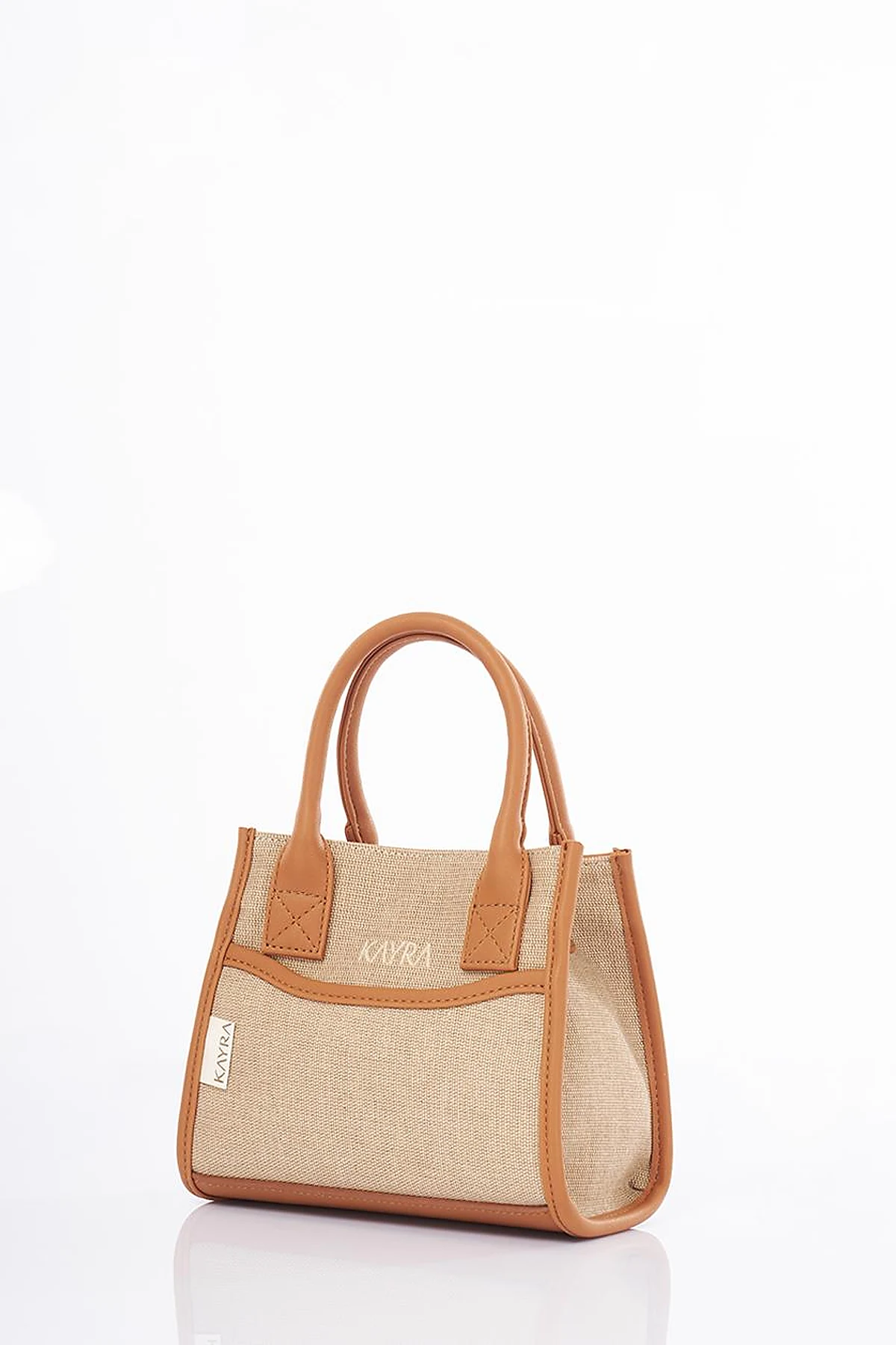 Canvas Bag with Logo Beige-Camel