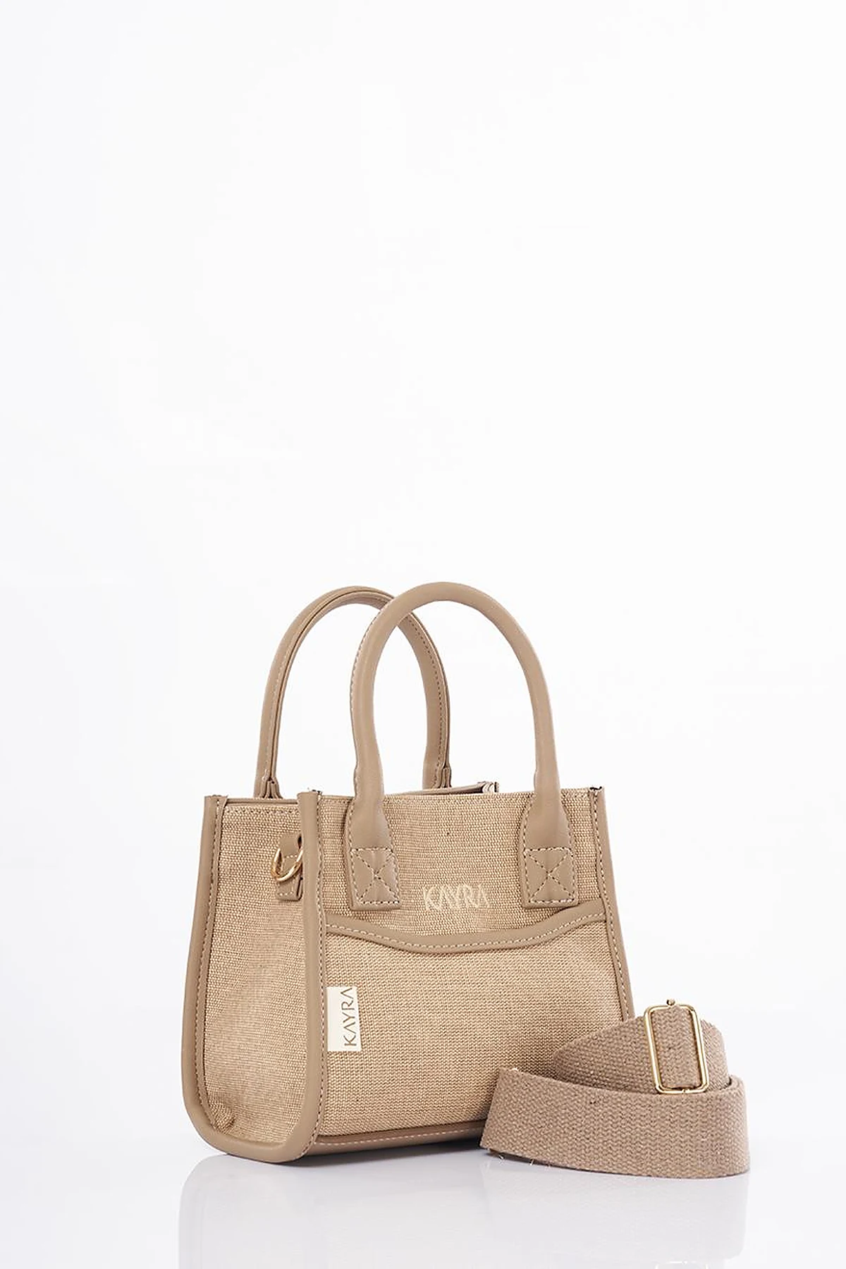 Canvas Bag with Logo Beige-Mink