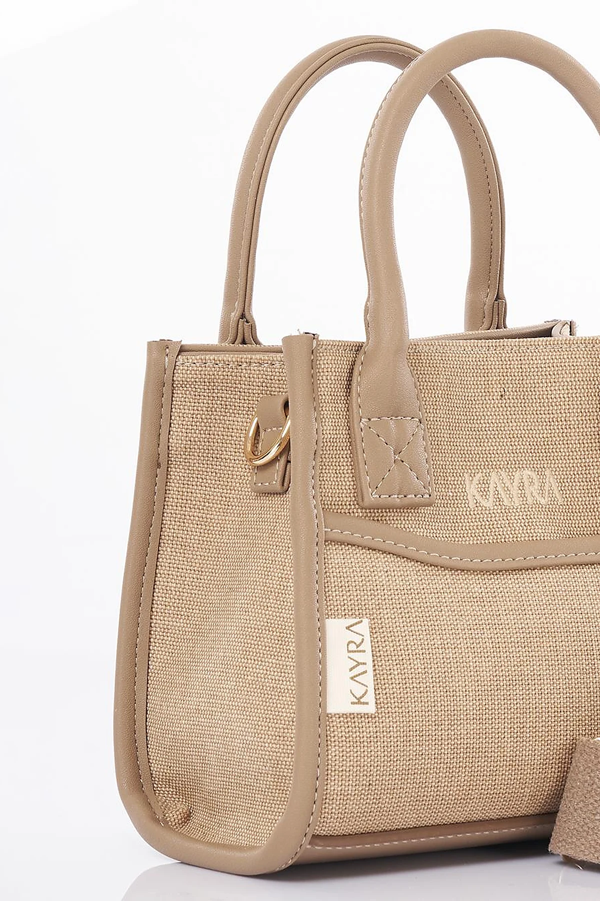 Canvas Bag with Logo Beige-Mink