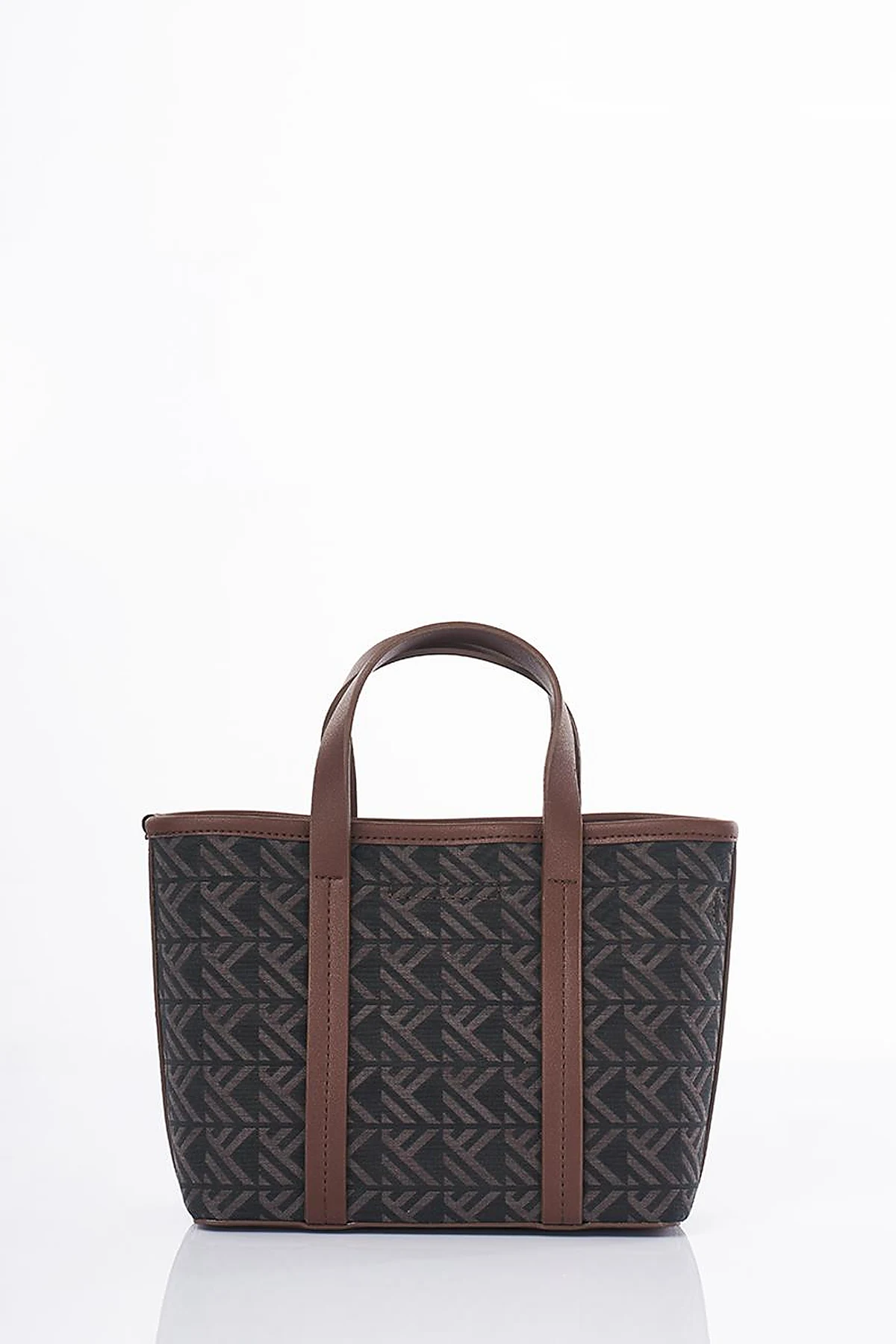 Monogram Pattern Medium Shopper Bag Coffee