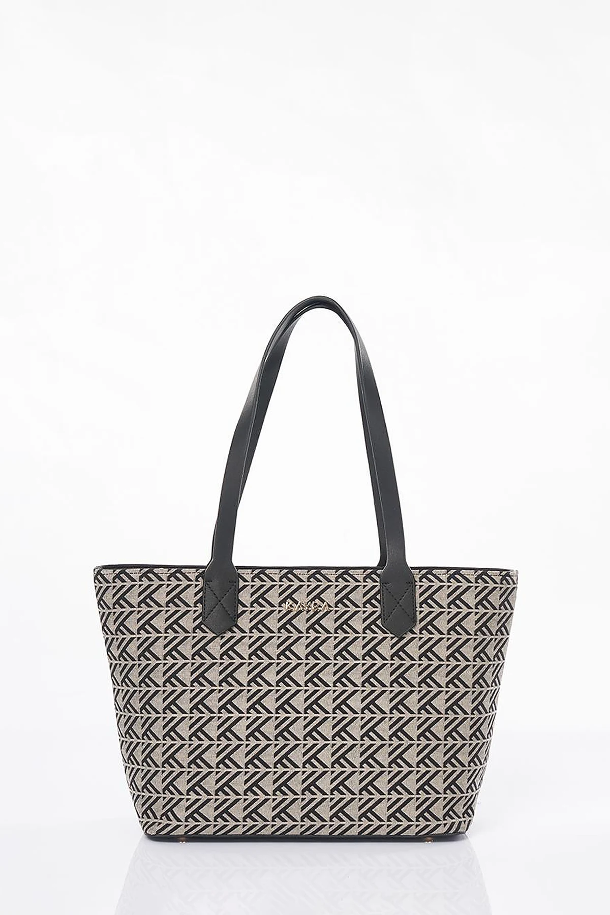 Monogram Pattern Shopper Bag Gray