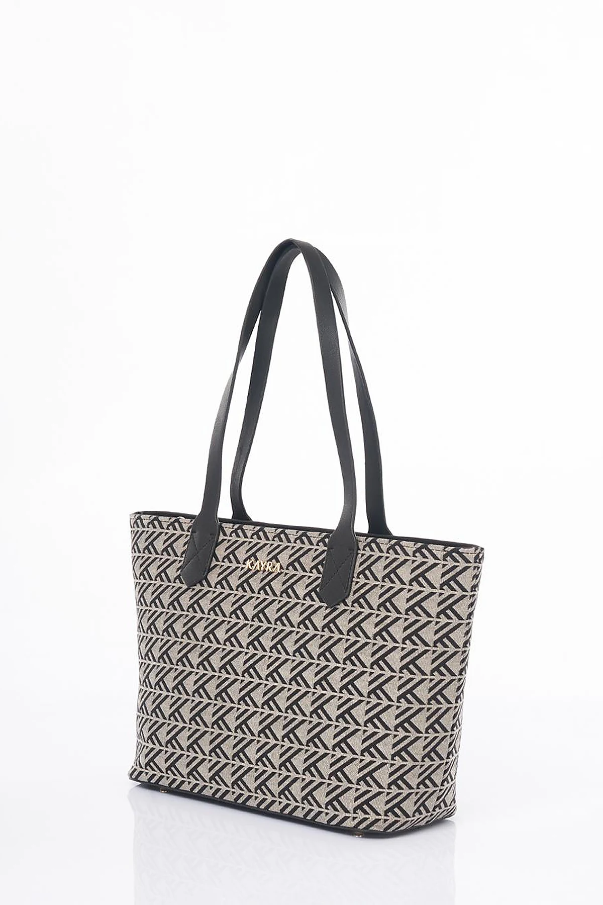 Monogram Pattern Shopper Bag Gray