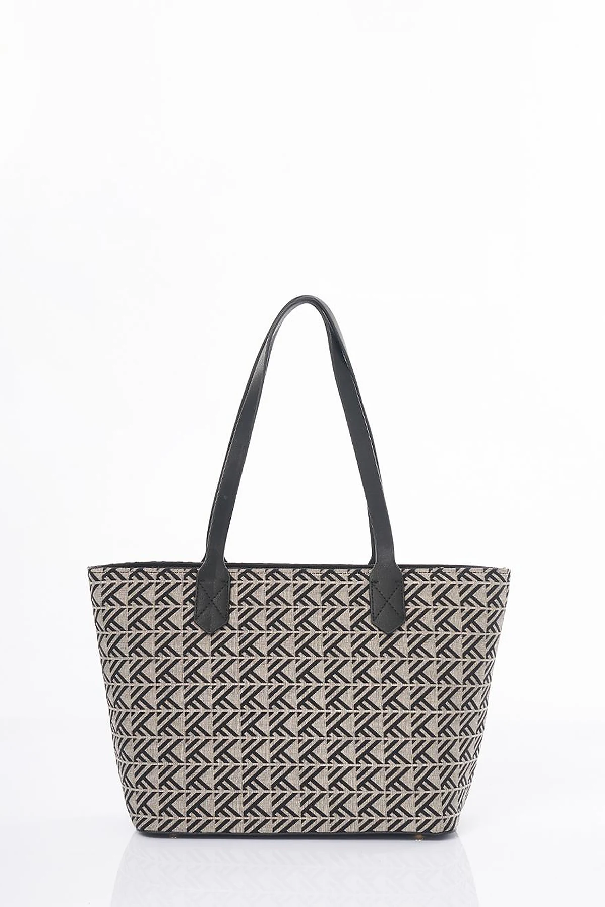 Monogram Pattern Shopper Bag Gray