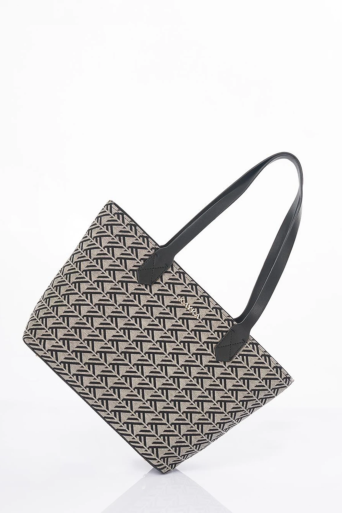 Monogram Pattern Shopper Bag Gray
