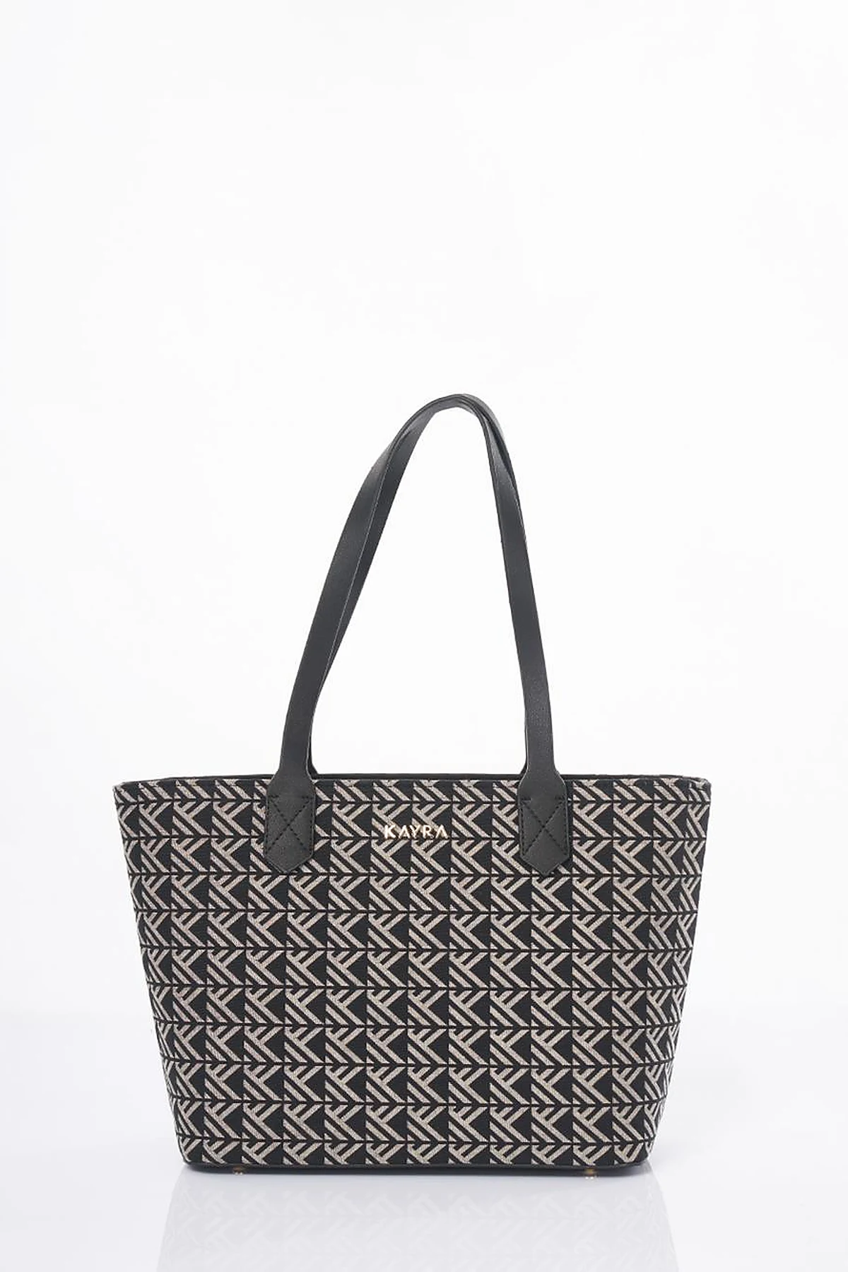 Monogram Pattern Shopper Bag Black
