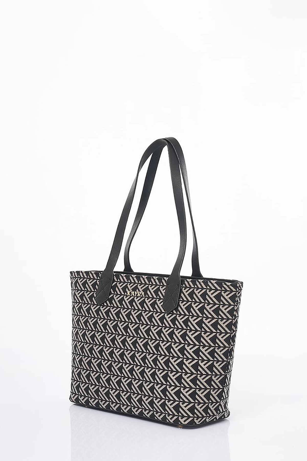 Monogram Pattern Shopper Bag Black