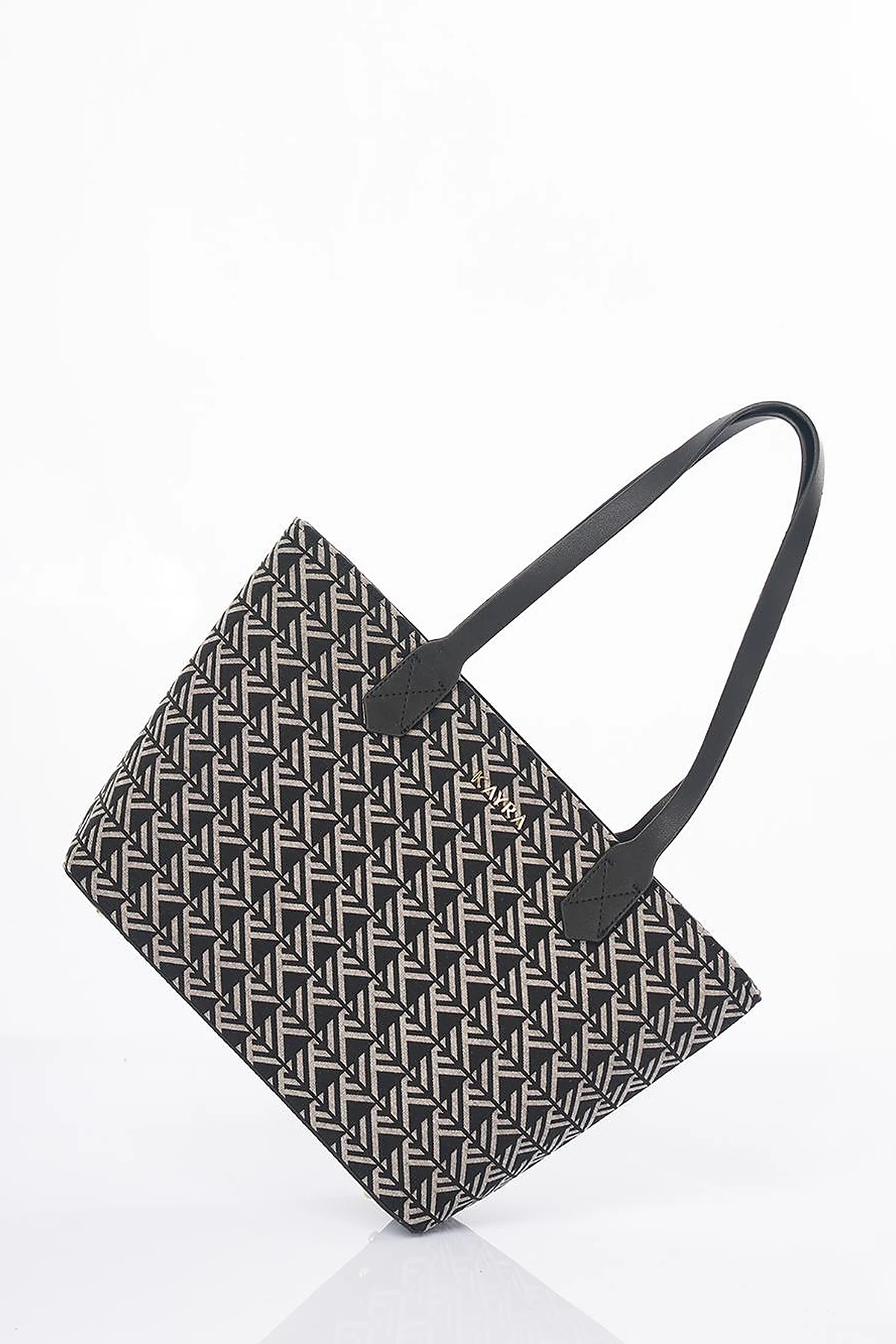Monogram Pattern Shopper Bag Black