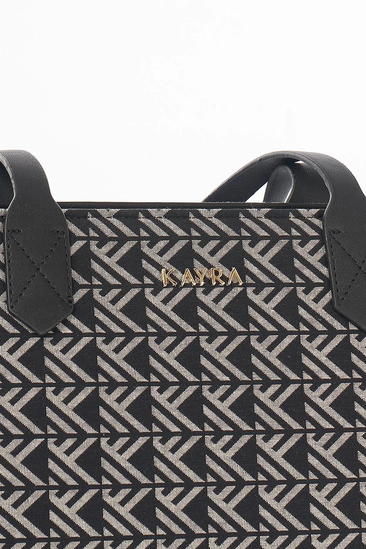 Monogram Pattern Shopper Bag Black
